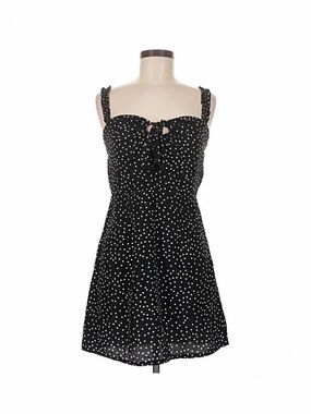 Women’s Black Polka Dot Mini Dress with Tie Front